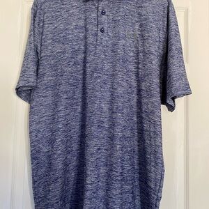 Under Armour Polo Shirt Mens Large Blue & Gray Loose Heatgear Performance Summer